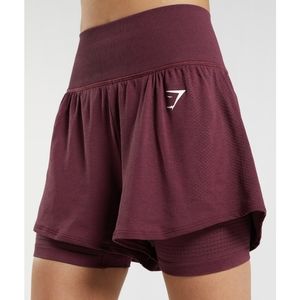 Gymshark Burgundy Athletic Shorts - Vital 2 in 1 shorts